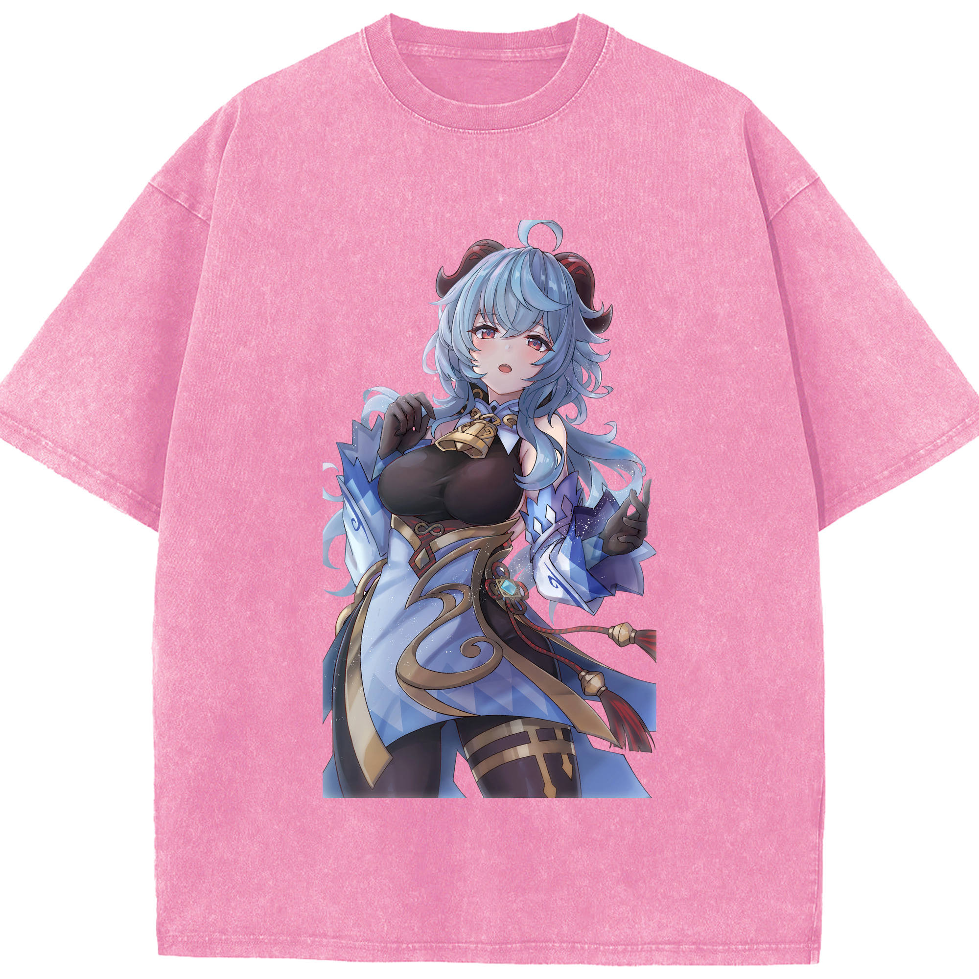 げんし神 甘雨 かんう genshin Ganyu 綿100% ヴィンテージ風 半袖Tシャツ（フロントプリント）